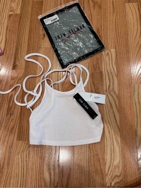 Adam Selman Rib Knit Backless Strappy Crop Tank